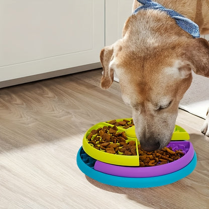 Interactive Puzzle Slow Feeder Dog Bowl | 3-Layer Spinning Enrichment Bowl | Calmoroo